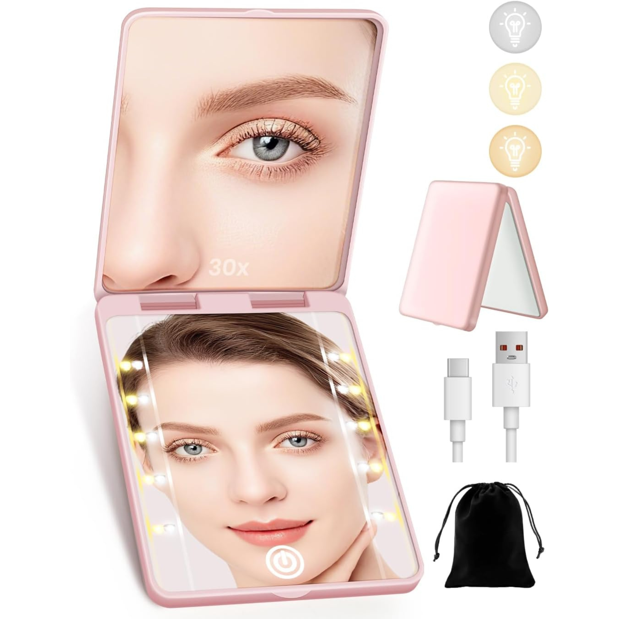 Rechargeable Compact Makeup Mirror with Light